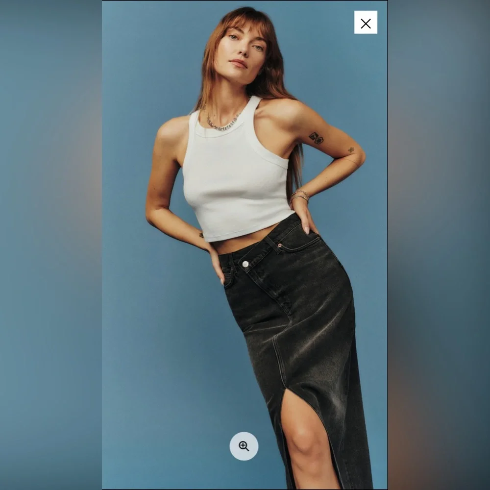 Reformation Nila Long Denim Skirt Black - Size 25 - Picture 2 of 4